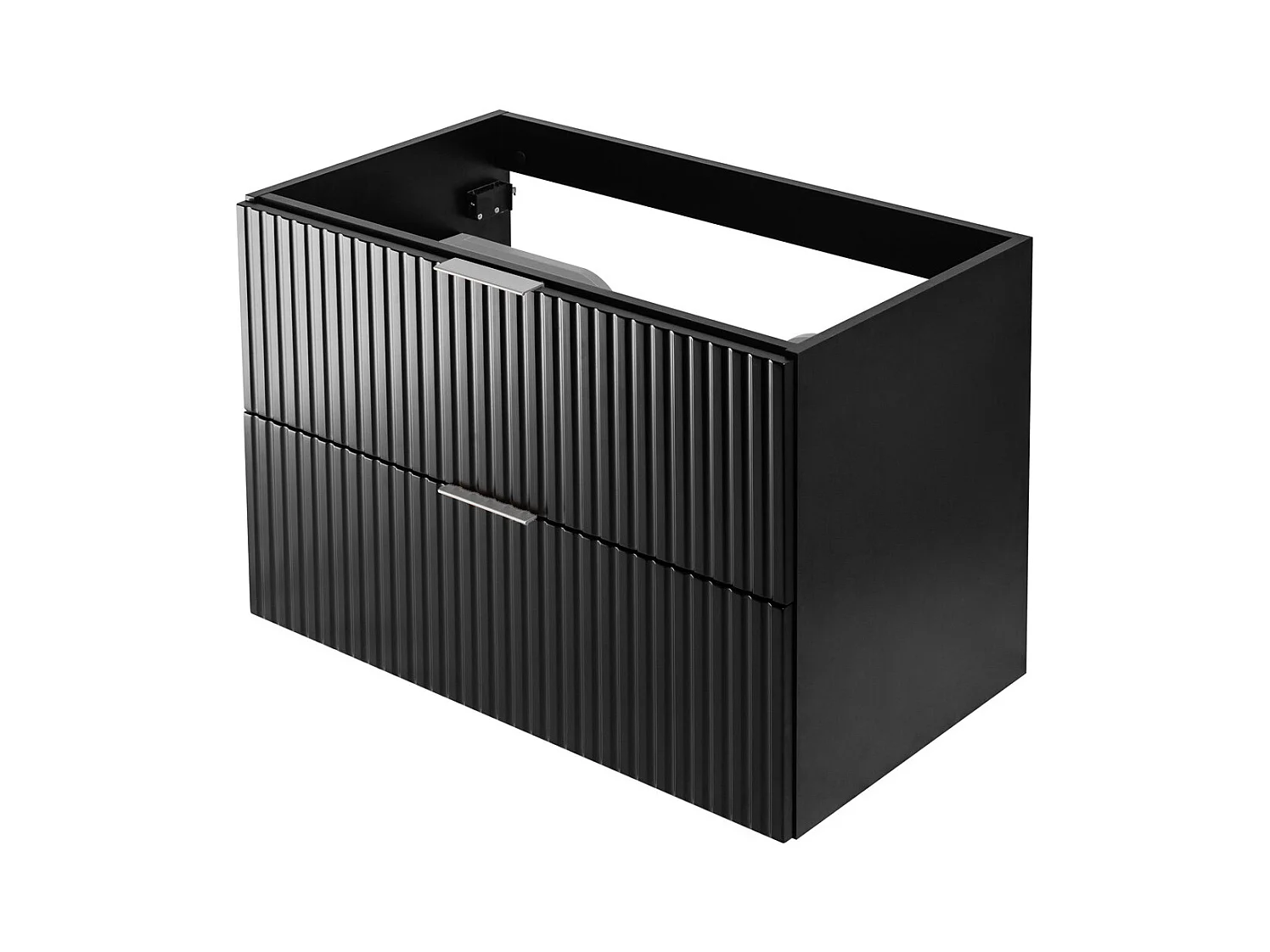 Meuble vasque, Noir, 80 x 57 x 46 cm, poignée argentée, sans plateau