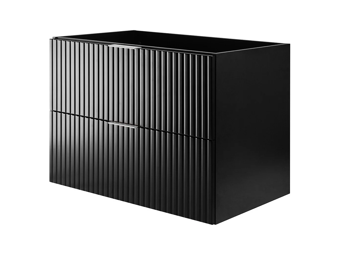 Meuble vasque, Noir, 80 x 57 x 46 cm, poignée argentée, sans plateau