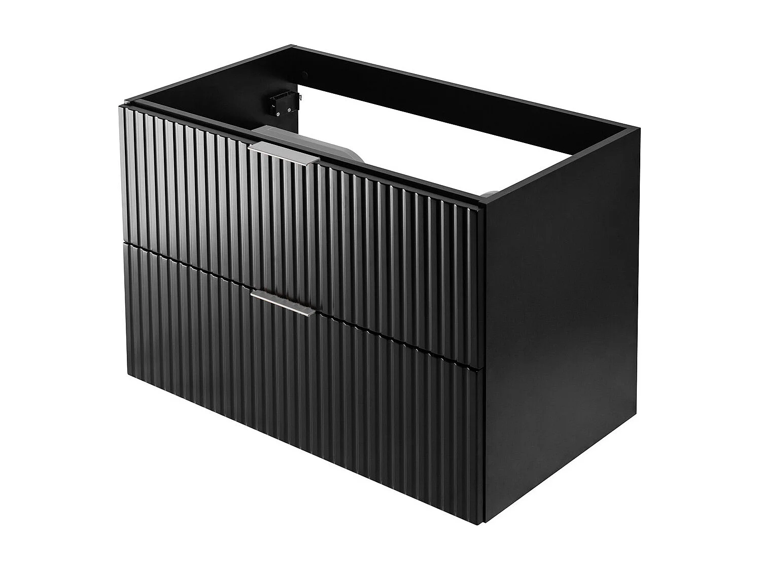 Meuble vasque, Noir, 80 x 57 x 46 cm, poignée argentée, sans plateau