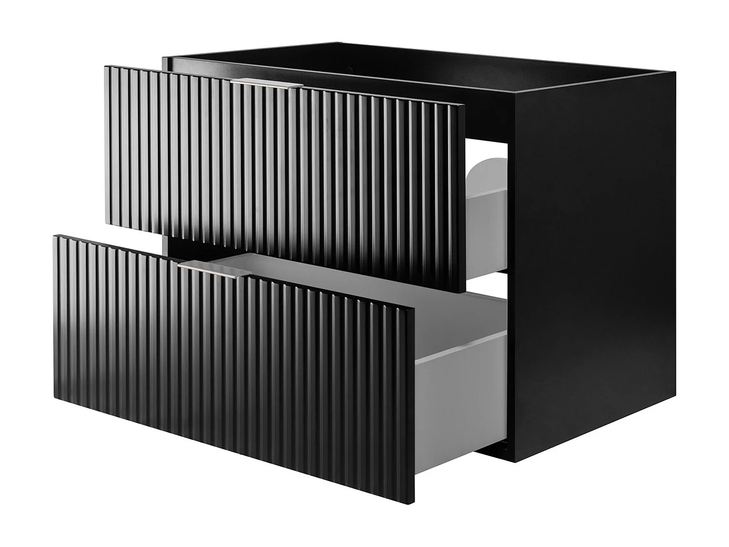 Meuble vasque, Noir, 80 x 57 x 46 cm, poignée argentée, sans plateau