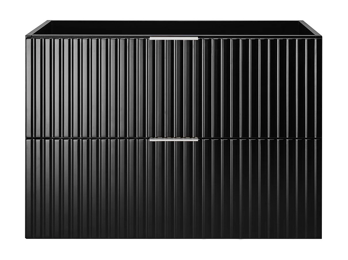 Meuble vasque, Noir, 80 x 57 x 46 cm, poignée argentée, sans plateau