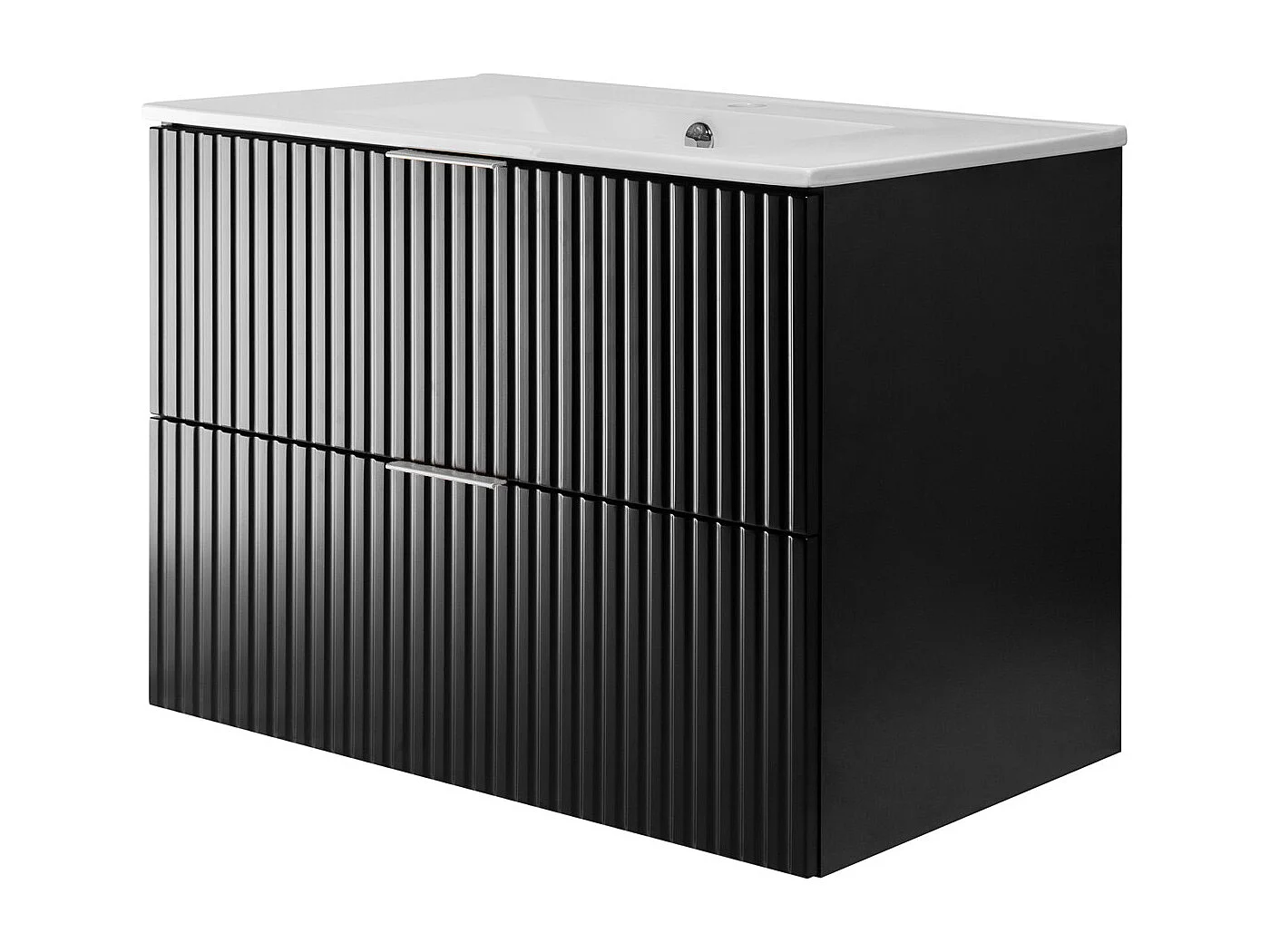 Meuble vasque, Noir, 80 x 57 x 46 cm, poignée argentée, sans plateau