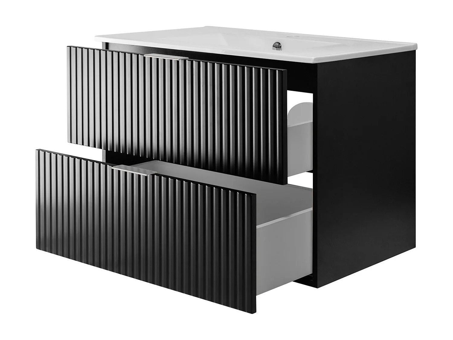 Meuble vasque, Noir, 80 x 57 x 46 cm, poignée argentée, sans plateau