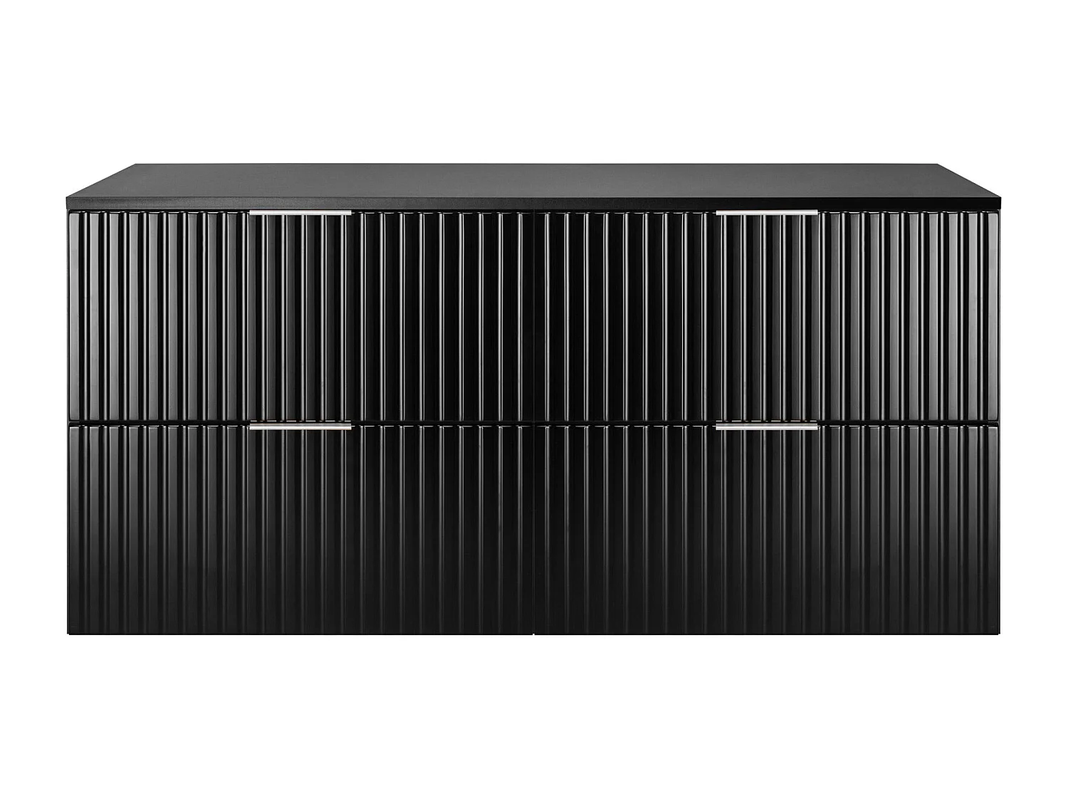 Meuble vasque, Noir, 120 (2 x 60) x 57 x 46 cm, poignée argentée + Plan de travail