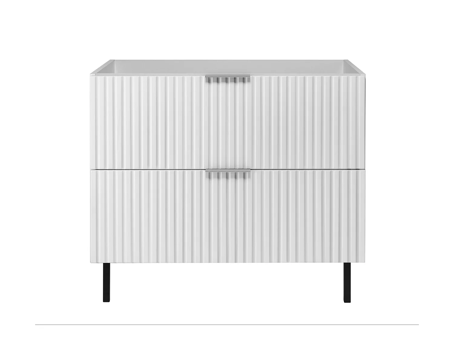 Wastafelmeubel, Wit, 80 x 77 x 46 cm, zilveren handgreep, Zwarte poten, zonder blad