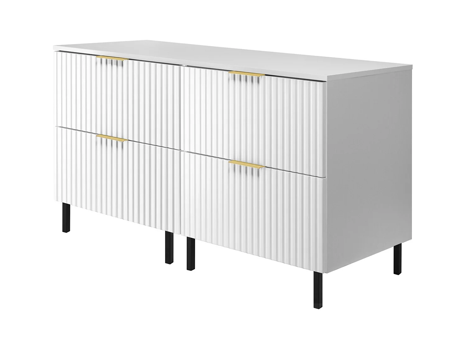 Meuble vasque, Blanc, 120 (2 x 60) x 77 x 46 cm, poignée dorée, pieds noirs + Plan de travail