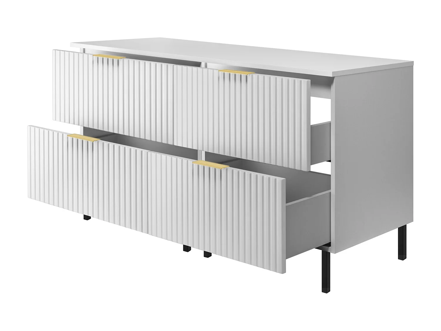 Meuble vasque, Blanc, 120 (2 x 60) x 77 x 46 cm, poignée dorée, pieds noirs + Plan de travail