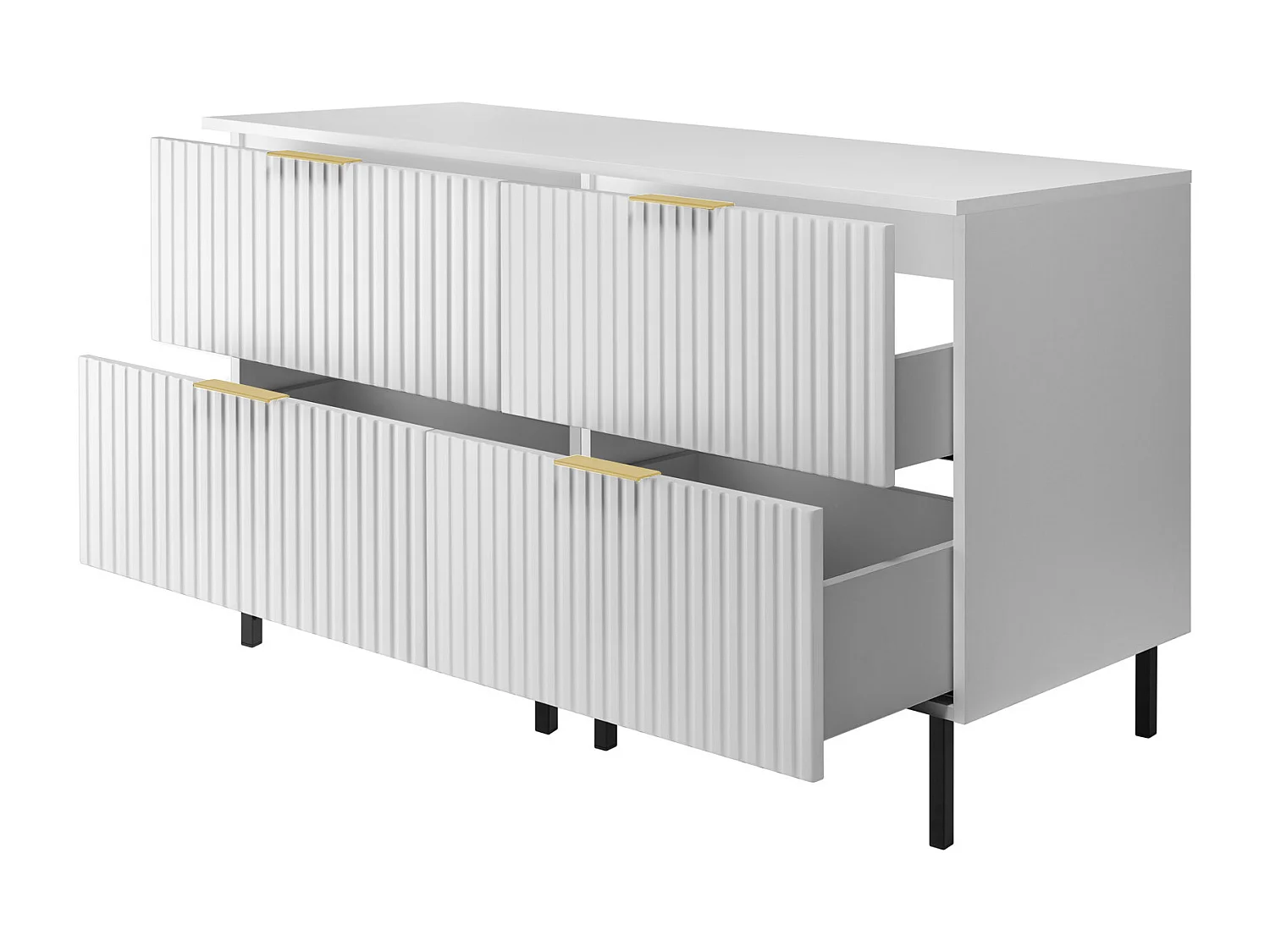 Meuble vasque, Blanc, 120 (2 x 60) x 77 x 46 cm, poignée dorée, pieds noirs + Plan de travail