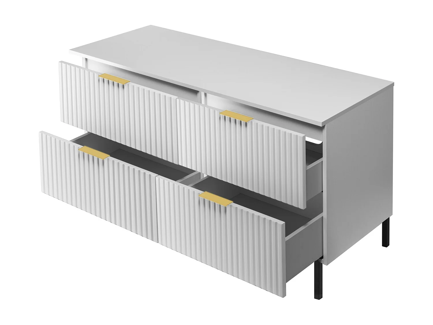 Meuble vasque, Blanc, 120 (2 x 60) x 77 x 46 cm, poignée dorée, pieds noirs + Plan de travail