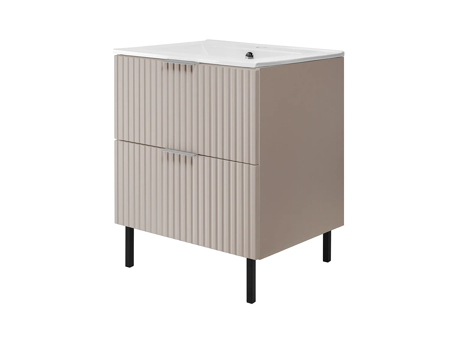 Móvel de lavatório, Caxemira, 60 x 77 x 46 cm, puxador prateado, pés pretos, sem bancada
