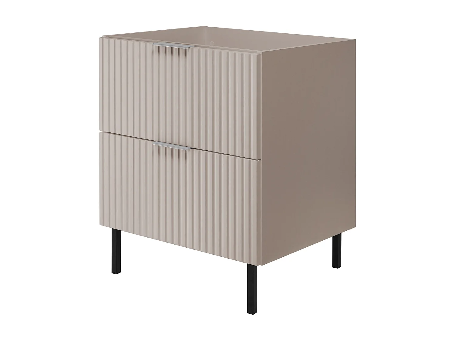 Meuble vasque, Cachemire, 60 x 77 x 46 cm, poignée argentée, pieds noirs, sans plateau