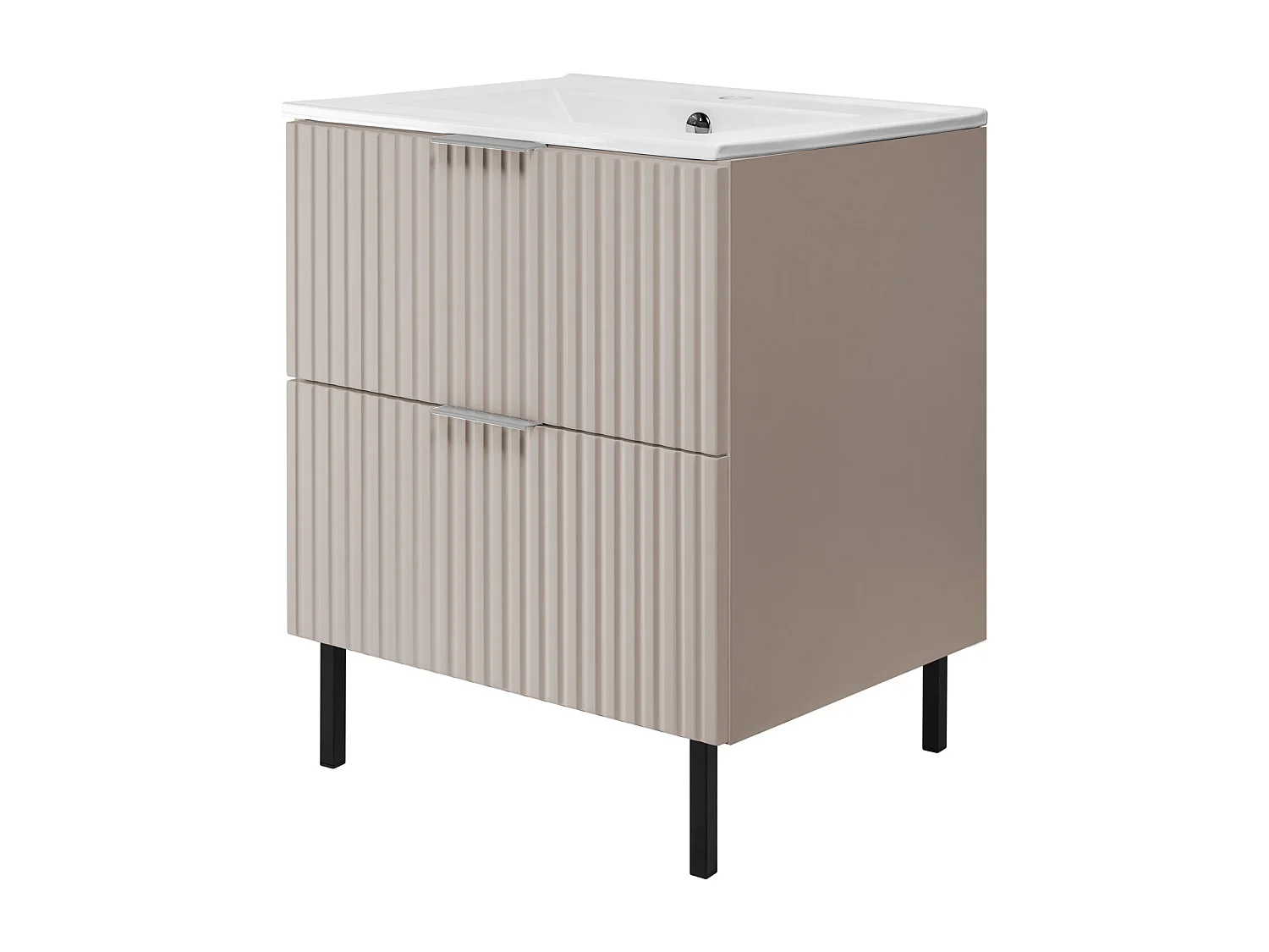 Meuble vasque, Cachemire, 60 x 77 x 46 cm, poignée argentée, pieds noirs, sans plateau