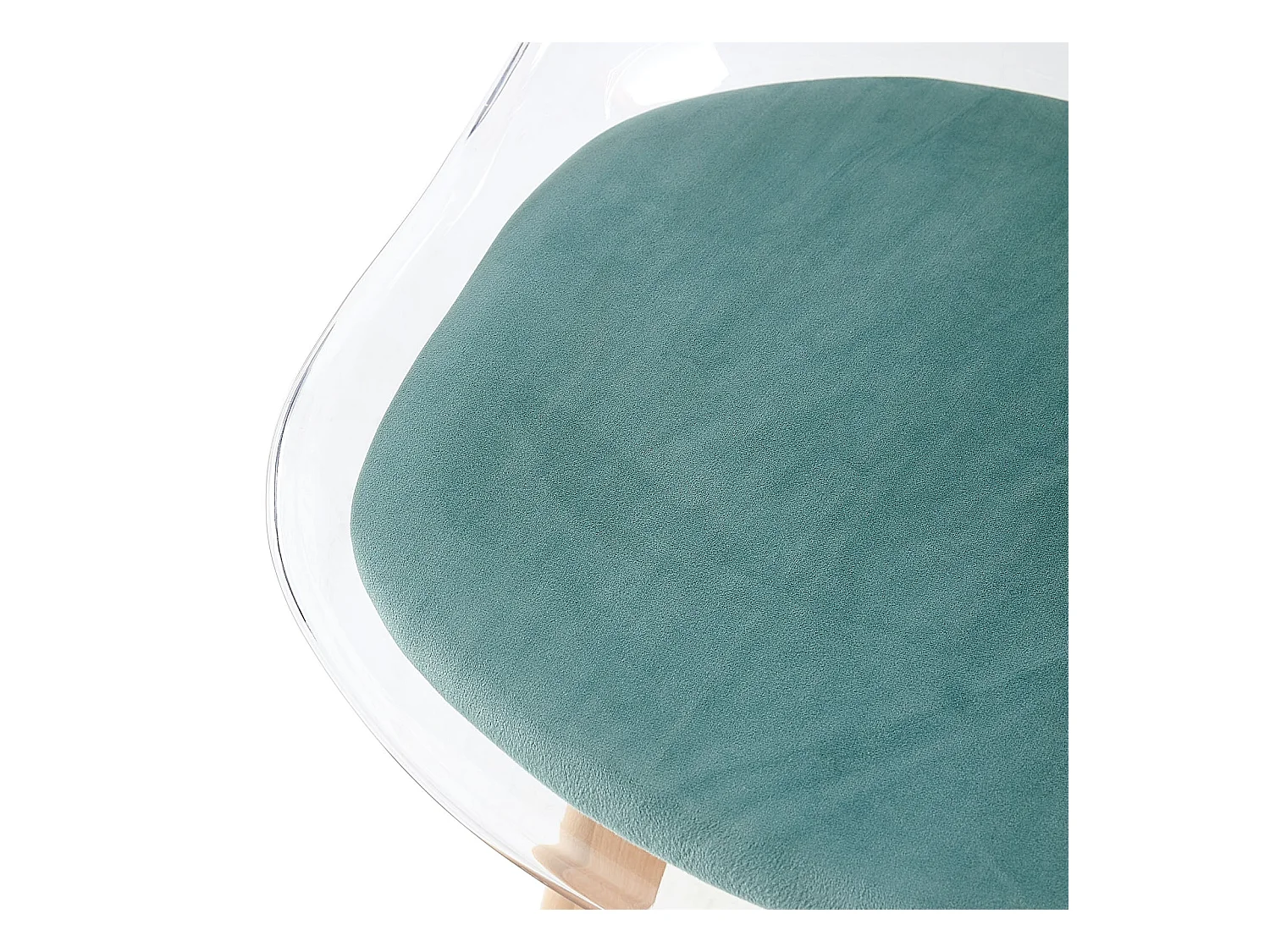 Lot de 4 Chaises Salle à Manger Scandinaves avec Pieds en Bois de Hêtre, avec Coussin d'Assise en Velours Vert Aquatique