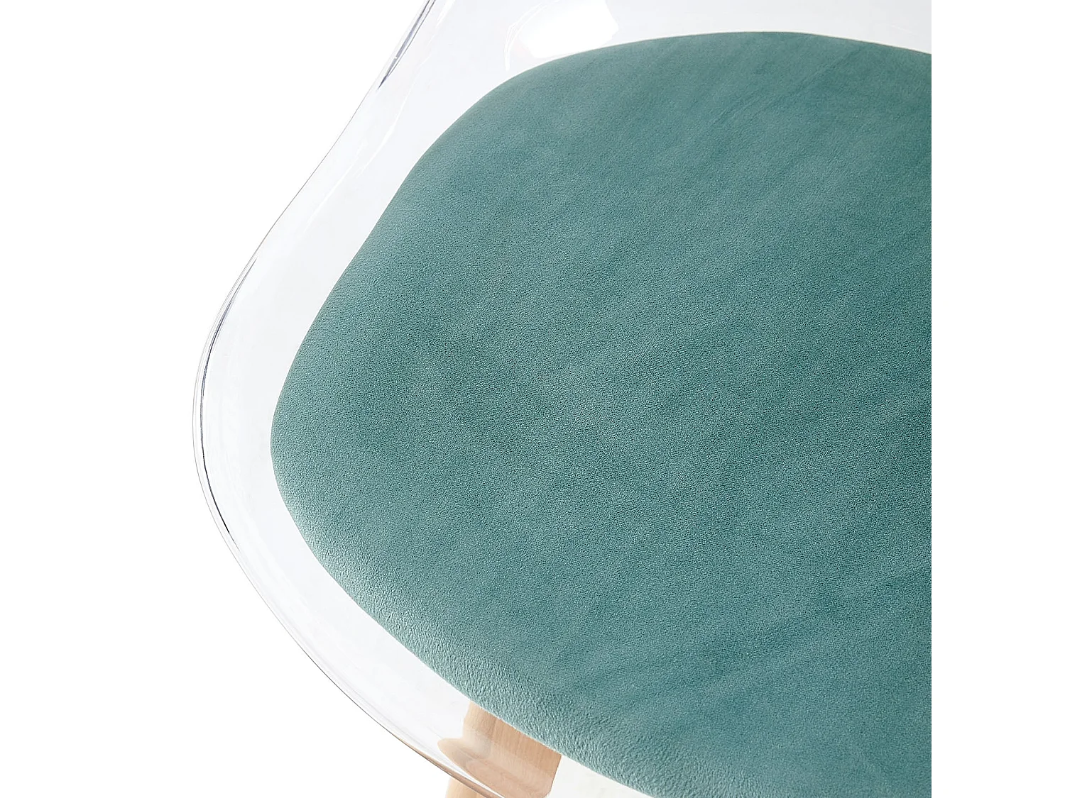 Lot de 4 Chaises Salle à Manger Scandinaves avec Pieds en Bois de Hêtre, avec Coussin d'Assise en Velours Vert Aquatique