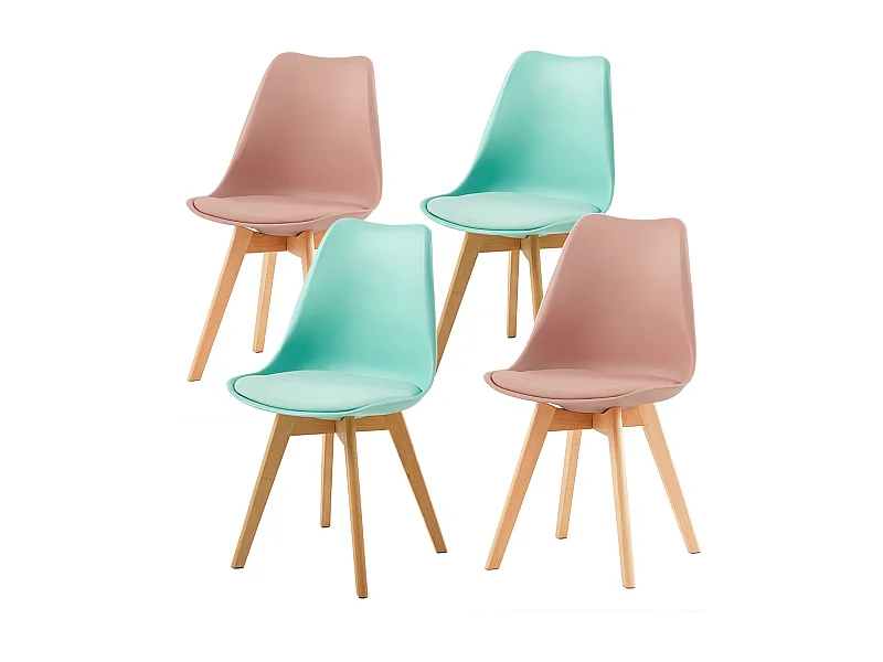 Cuisine design avec coussins en cuir et pieds en hêtre massif, mélange de couleurs pâte de menthe verte et haricot