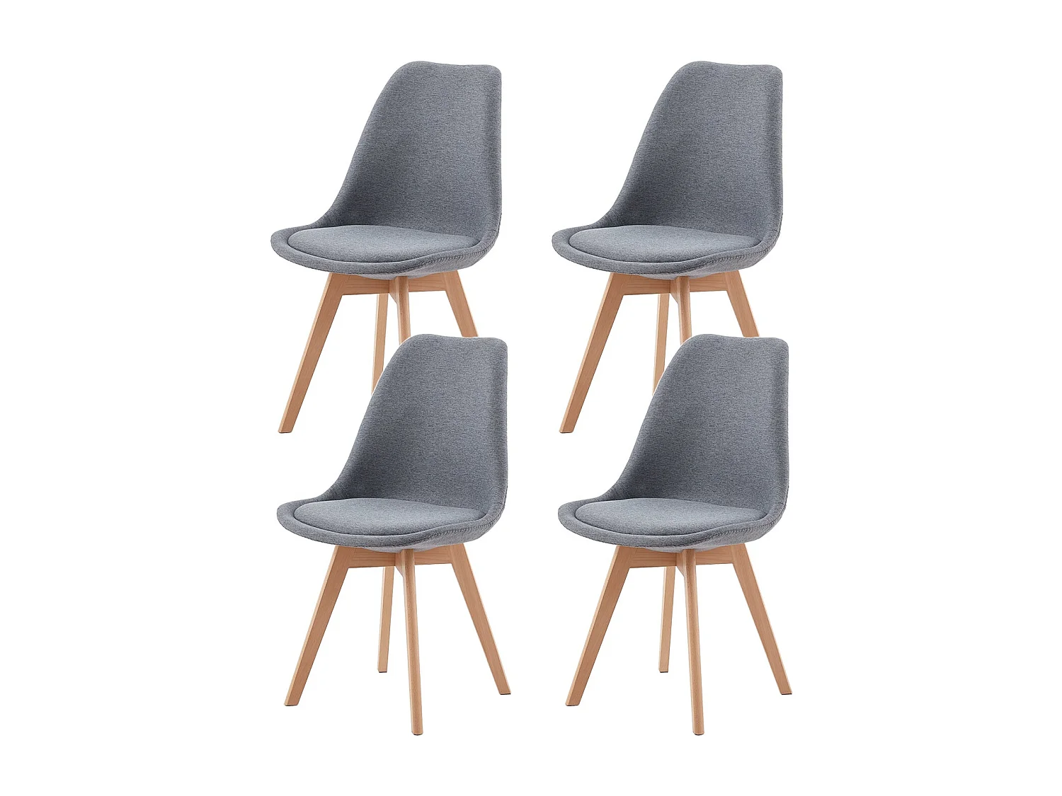 Lot de 4 chaises de Salle à Manger Scandinaves - Gris