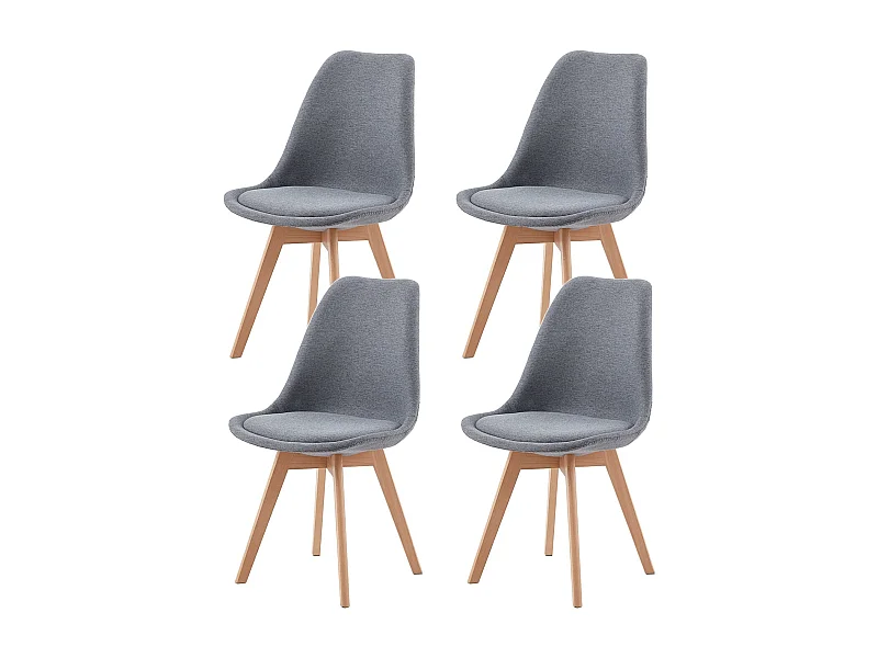 Juego de 4 Sillas de Comedor Escandinavas Confortables - Gris