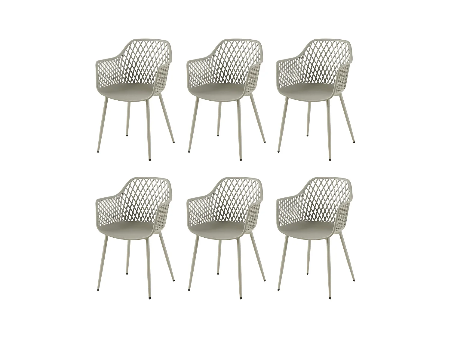 Lot de 6 chaises de jardin avec accoudoirs, fauteuil lounge - Chaises de jardin - Charge maximale : 120 kg - Gris