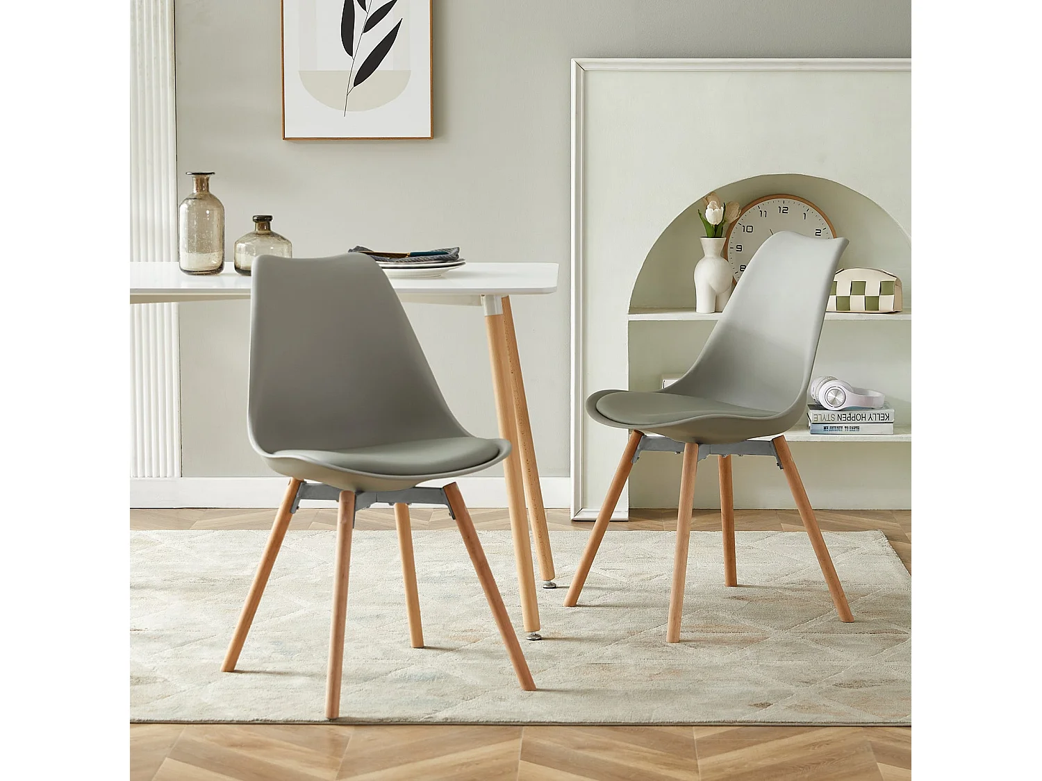 2 pièce chaises de salle à manger design contemporain scandinave-Gris