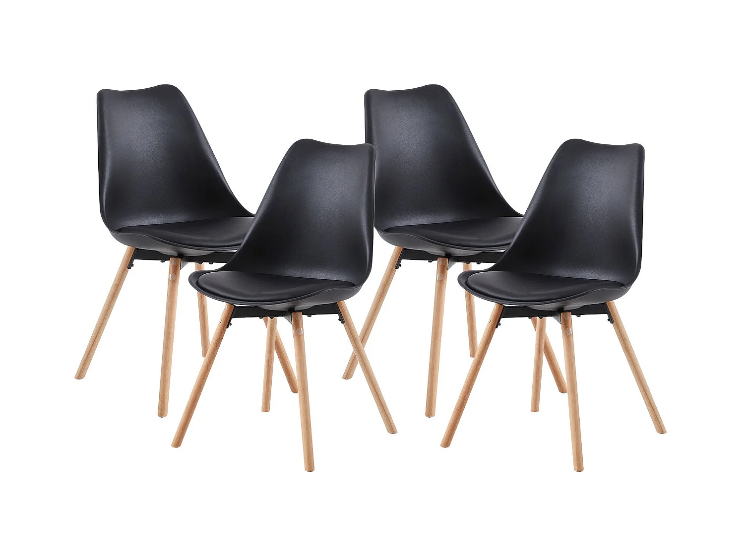 4 Chaise de salle à manger design contemporain scandinave-Noir