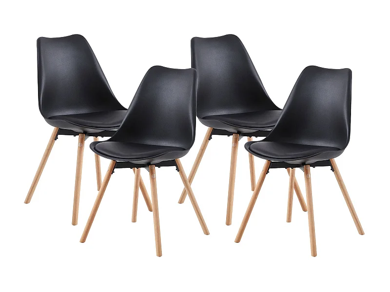 Set di 4 Sedie da Pranzo Design Contemporaneo Scandinavo in Nero