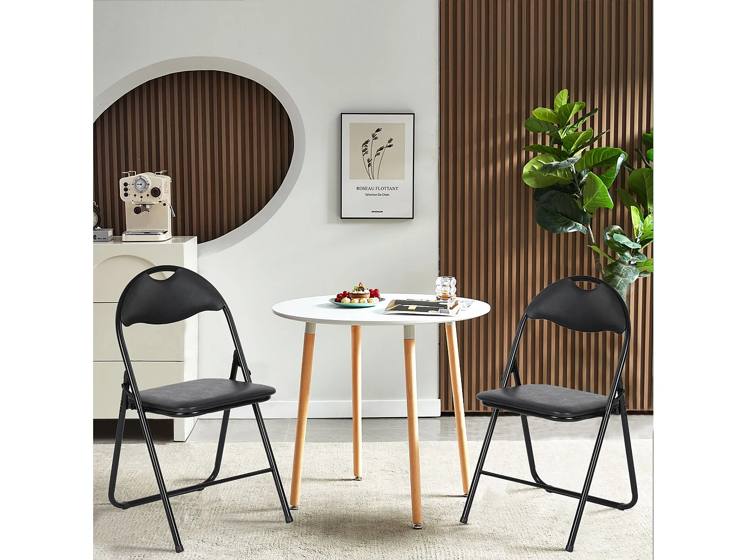 Lot de 2 Chaises pliantes empilables rembourrées