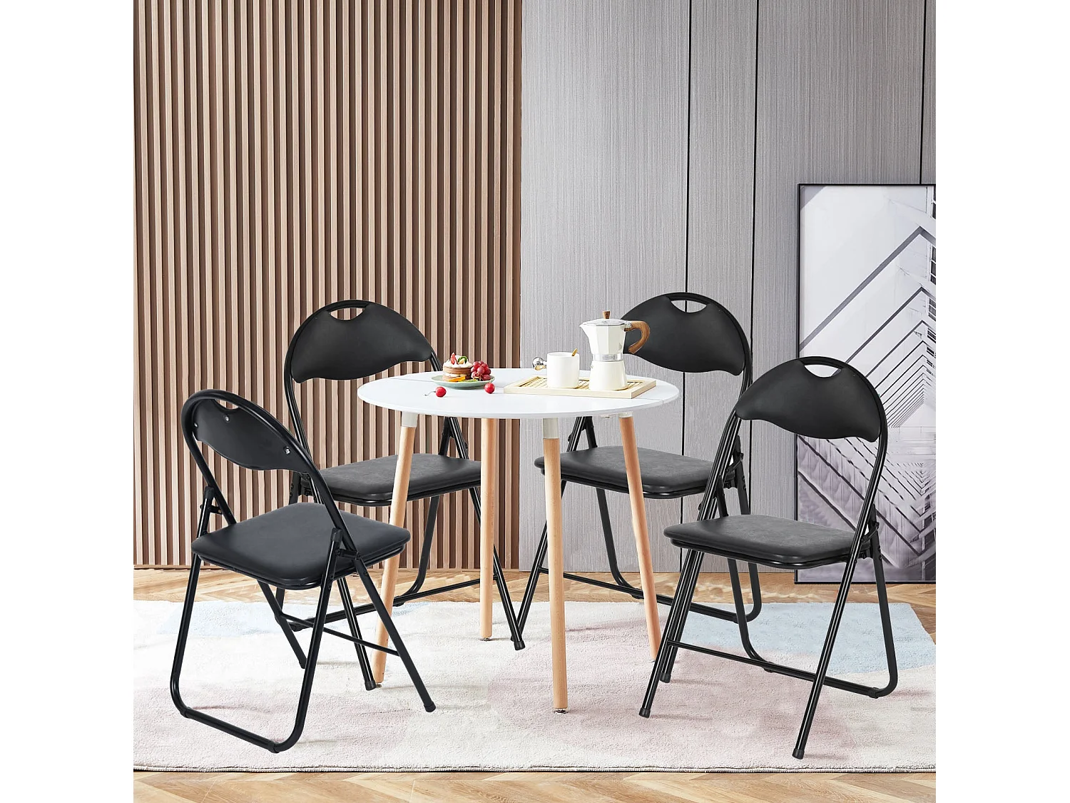 Lot de 2 Chaises pliantes empilables rembourrées