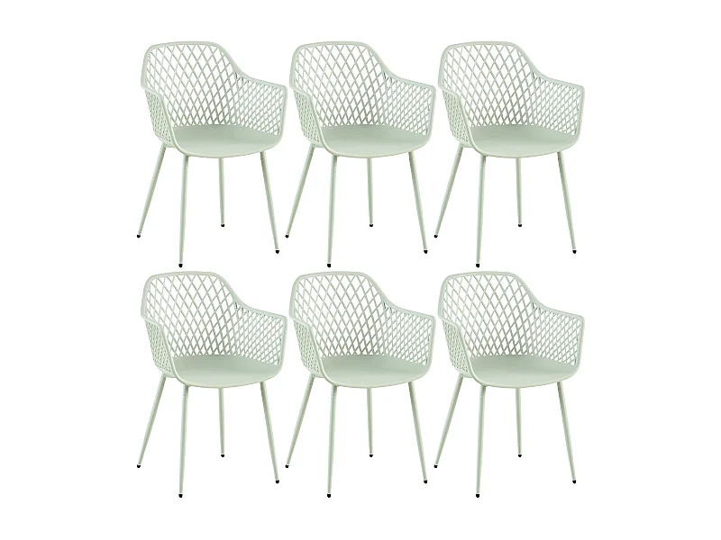 Lot de 6 chaises de jardin, avec accoudoirs, pieds en métal, pour extérieur, terrasse, balcon, jardin, charge maximale : 120 kg