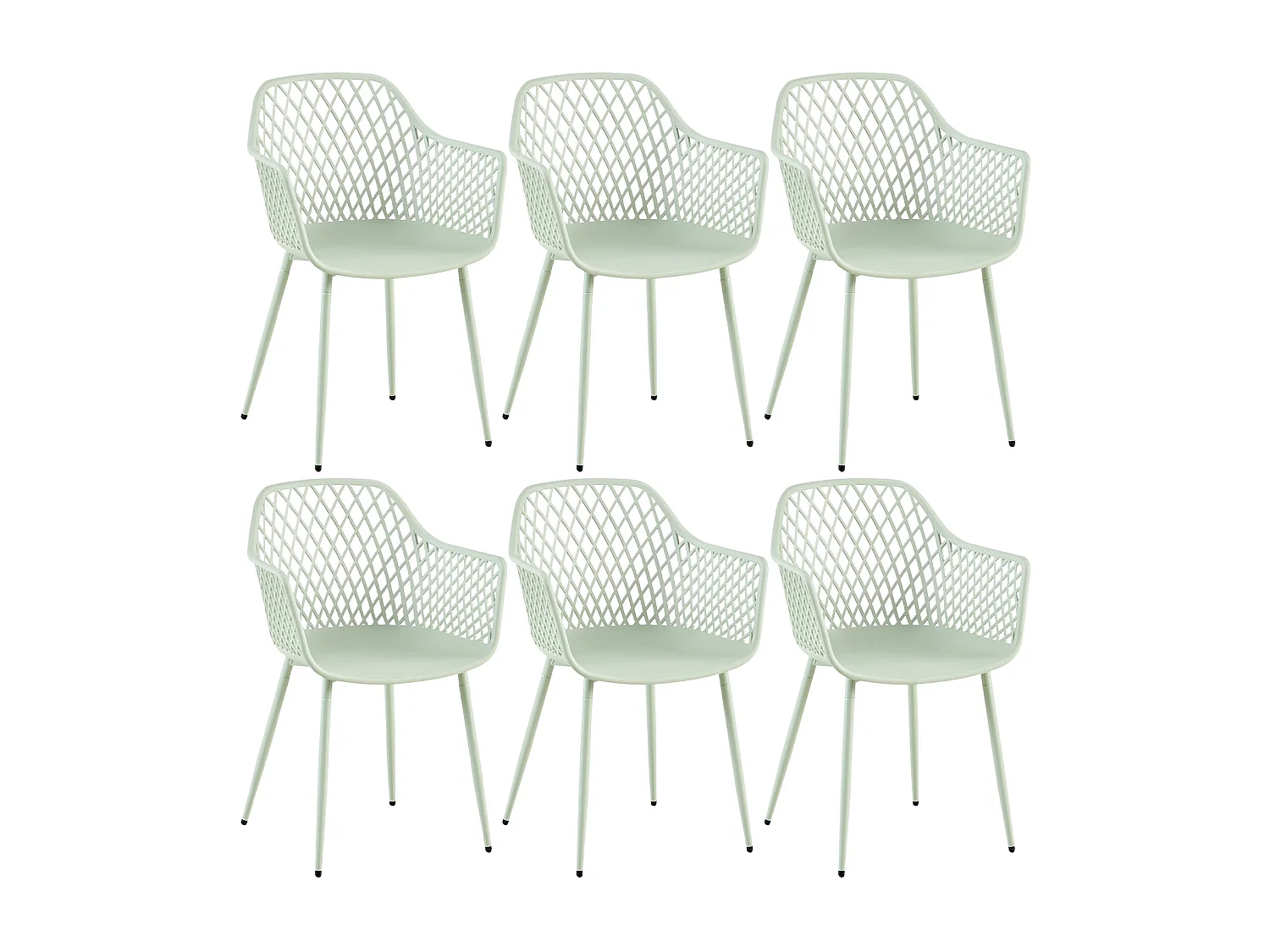 Lot de 6 chaises de jardin, avec accoudoirs, pieds en métal, pour extérieur, terrasse, balcon, jardin, charge maximale : 120 kg