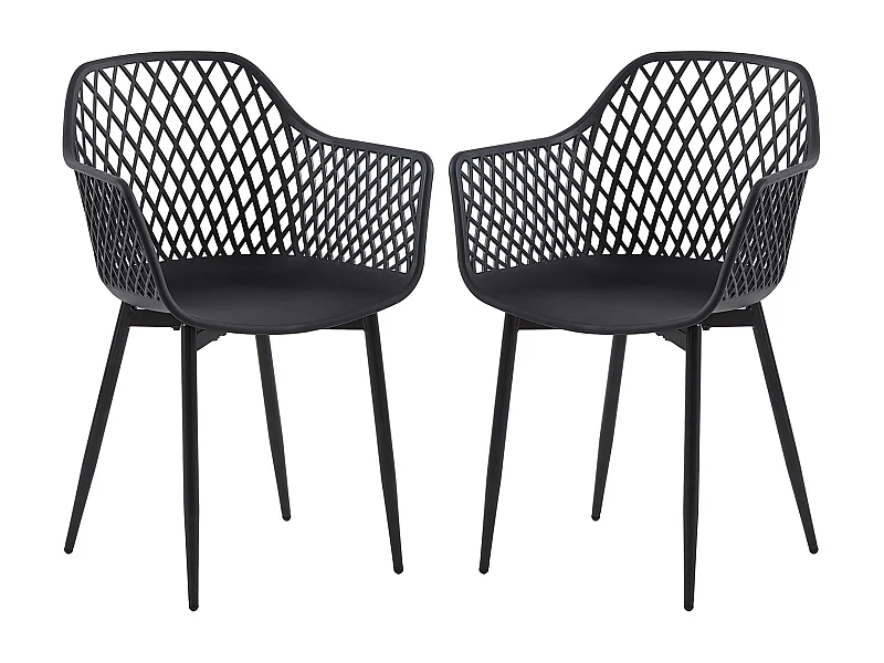Lot de 2 Chaises de Salle à Manger de Style Scandinave - Noir