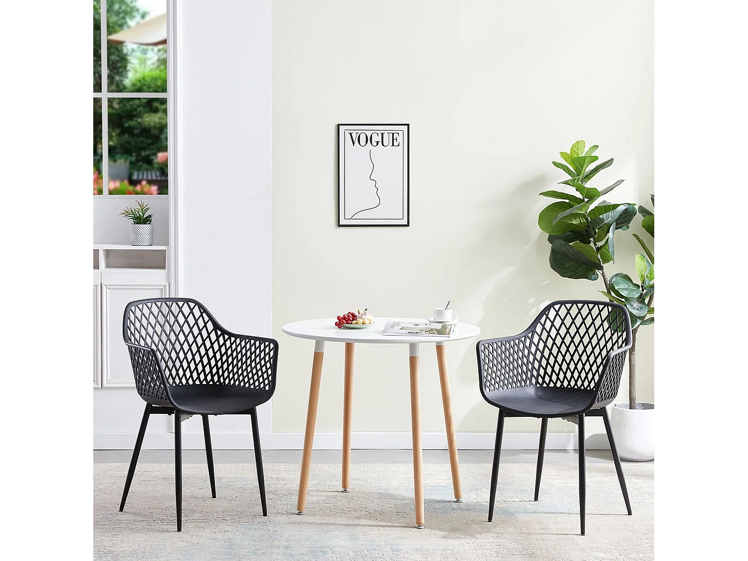 Lot de 2 Chaises de Salle à Manger de Style Scandinave - Noir