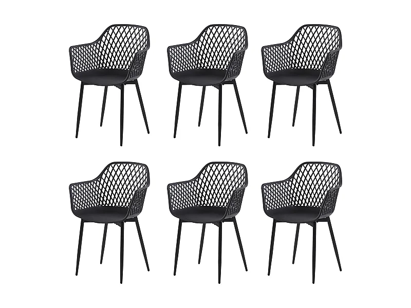Lot de 6 Chaises de Salle à Manger de Style Scandinave - Noir - Idéales pour Terrasse, Jardin et Extérieur
