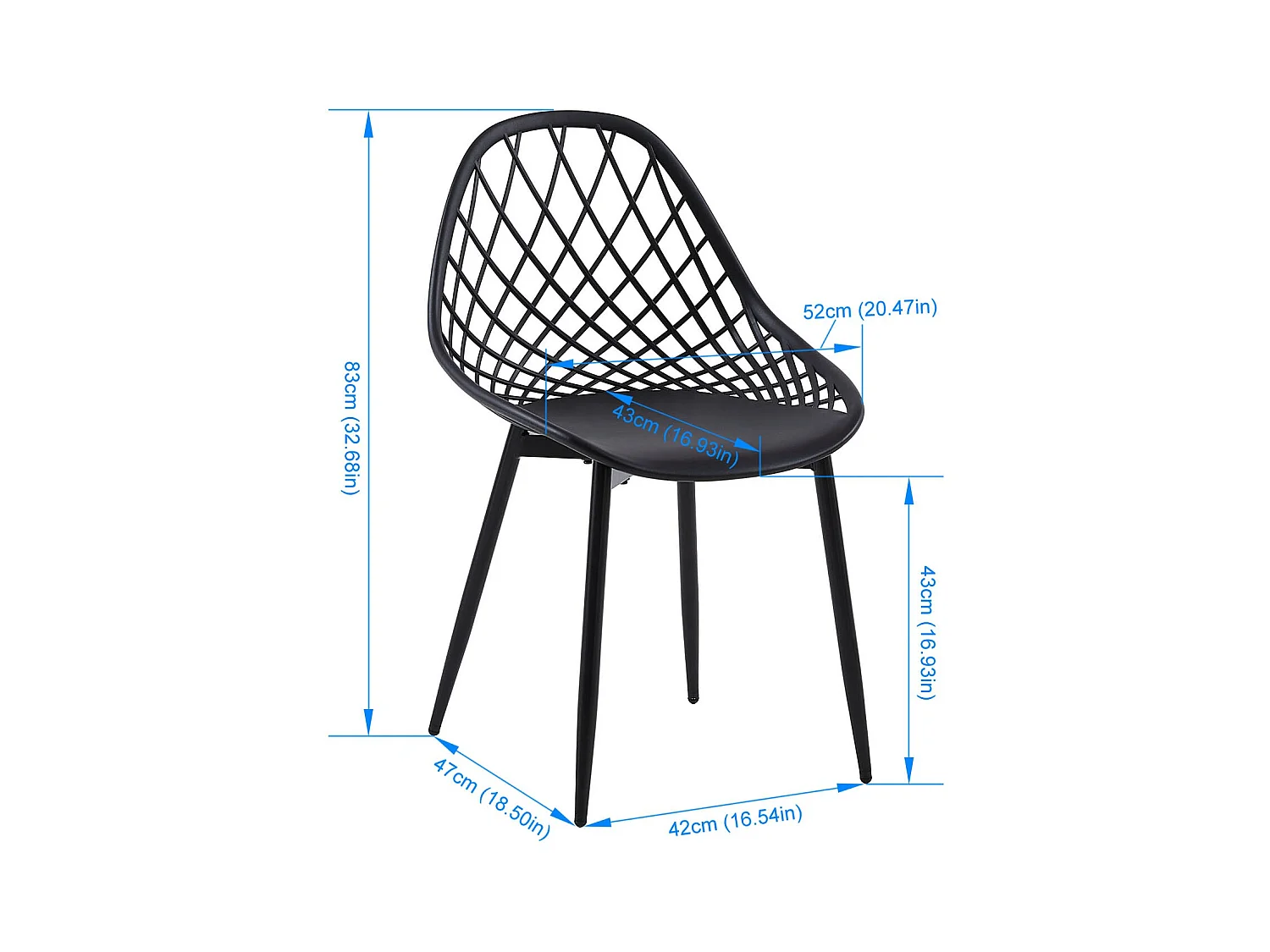 Lot de 4 Chaises de Salle à Manger Style Scandinave, Rétro