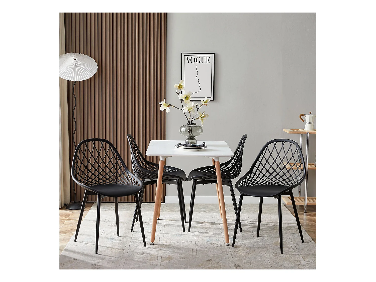 Lot de 4 Chaises de Salle à Manger Style Scandinave, Rétro
