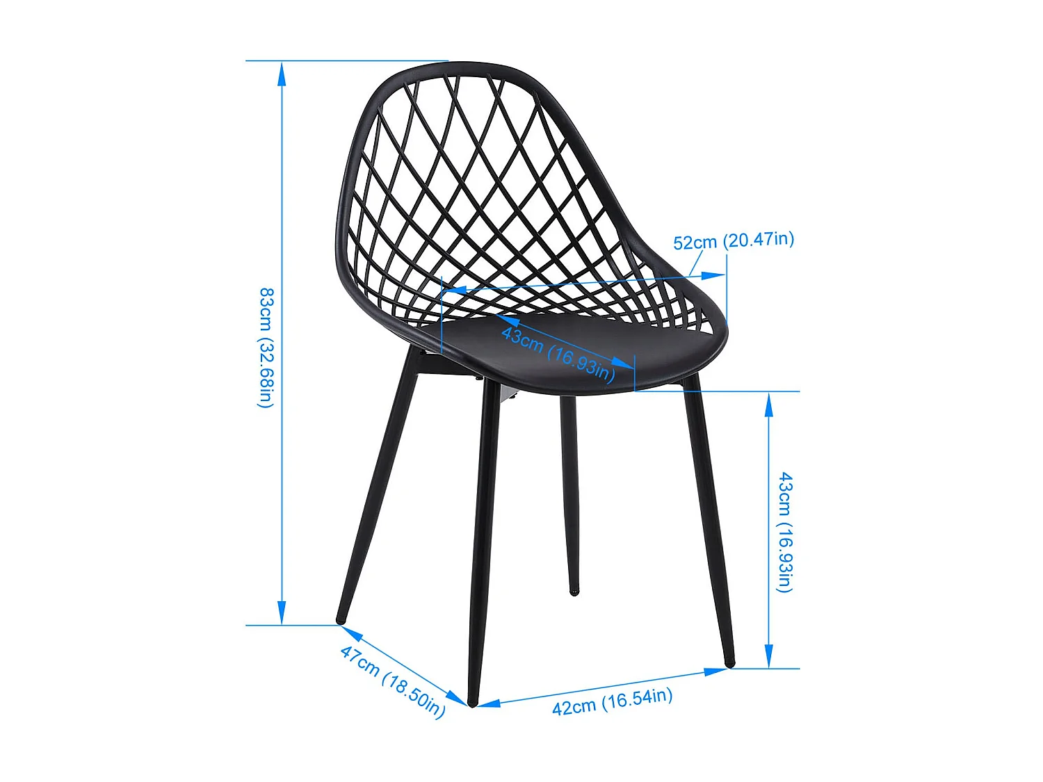 Lot de 4 Chaises de Salle à Manger Style Scandinave, Rétro