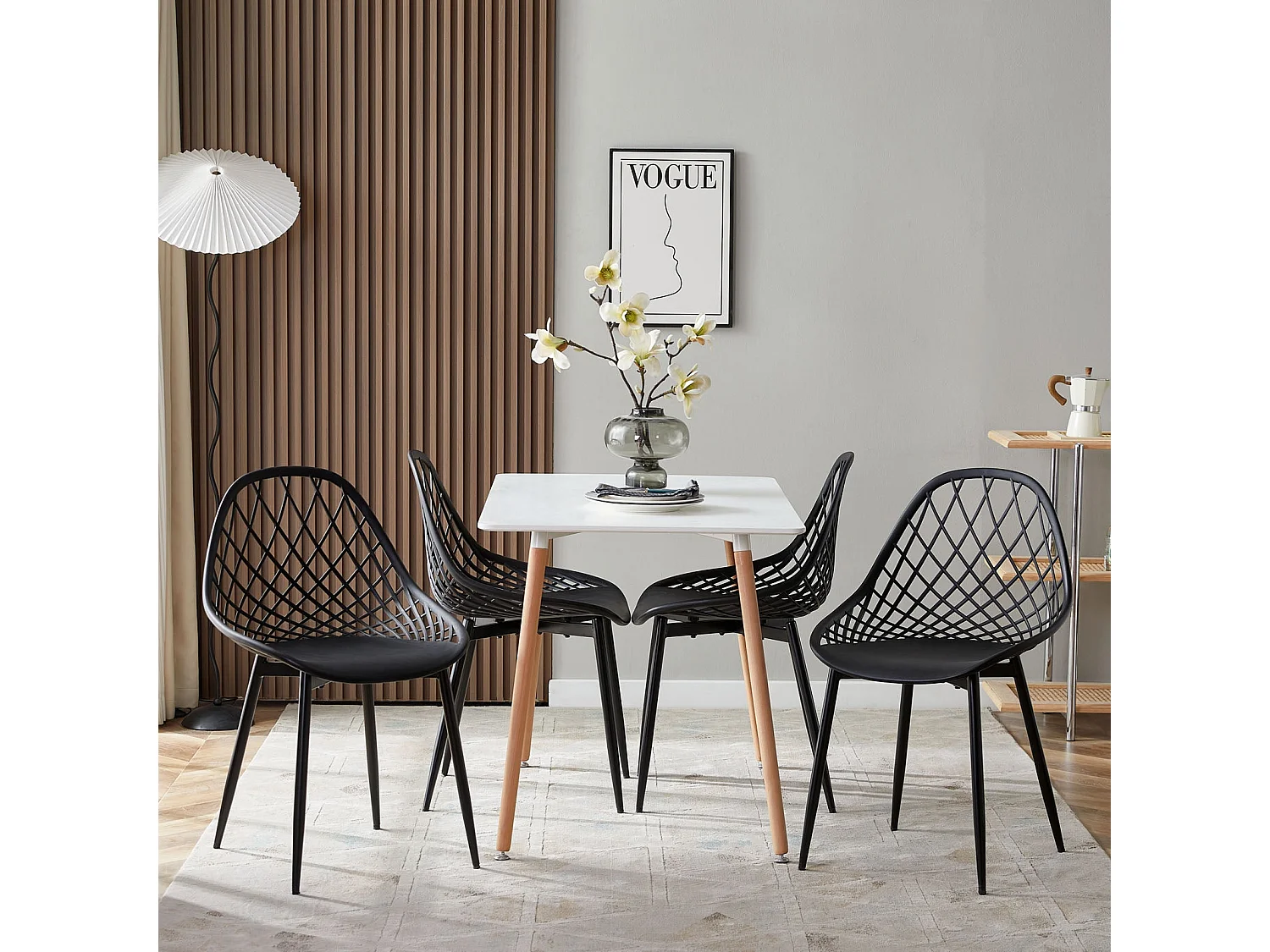 Lot de 4 Chaises de Salle à Manger Style Scandinave, Rétro