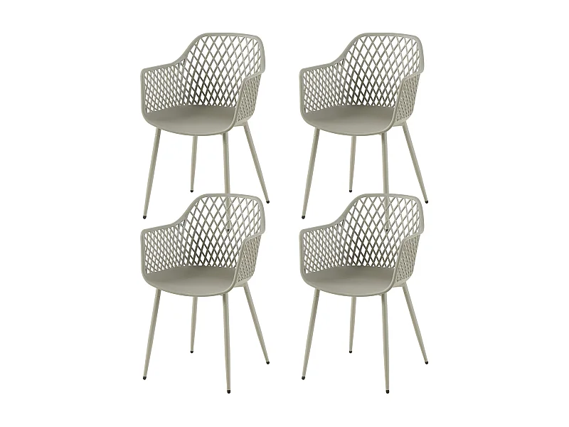 Lot de 4 chaises de jardin avec accoudoirs, fauteuil lounge - Chaises de jardin - Charge maximale : 120 kg - Gris