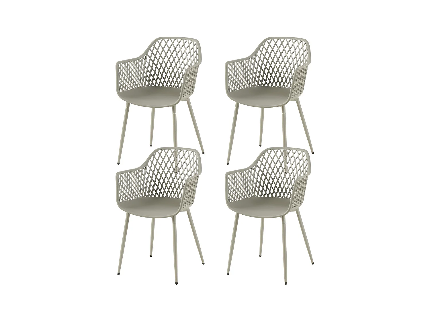 Lot de 4 chaises de jardin avec accoudoirs, fauteuil lounge - Chaises de jardin - Charge maximale : 120 kg - Gris