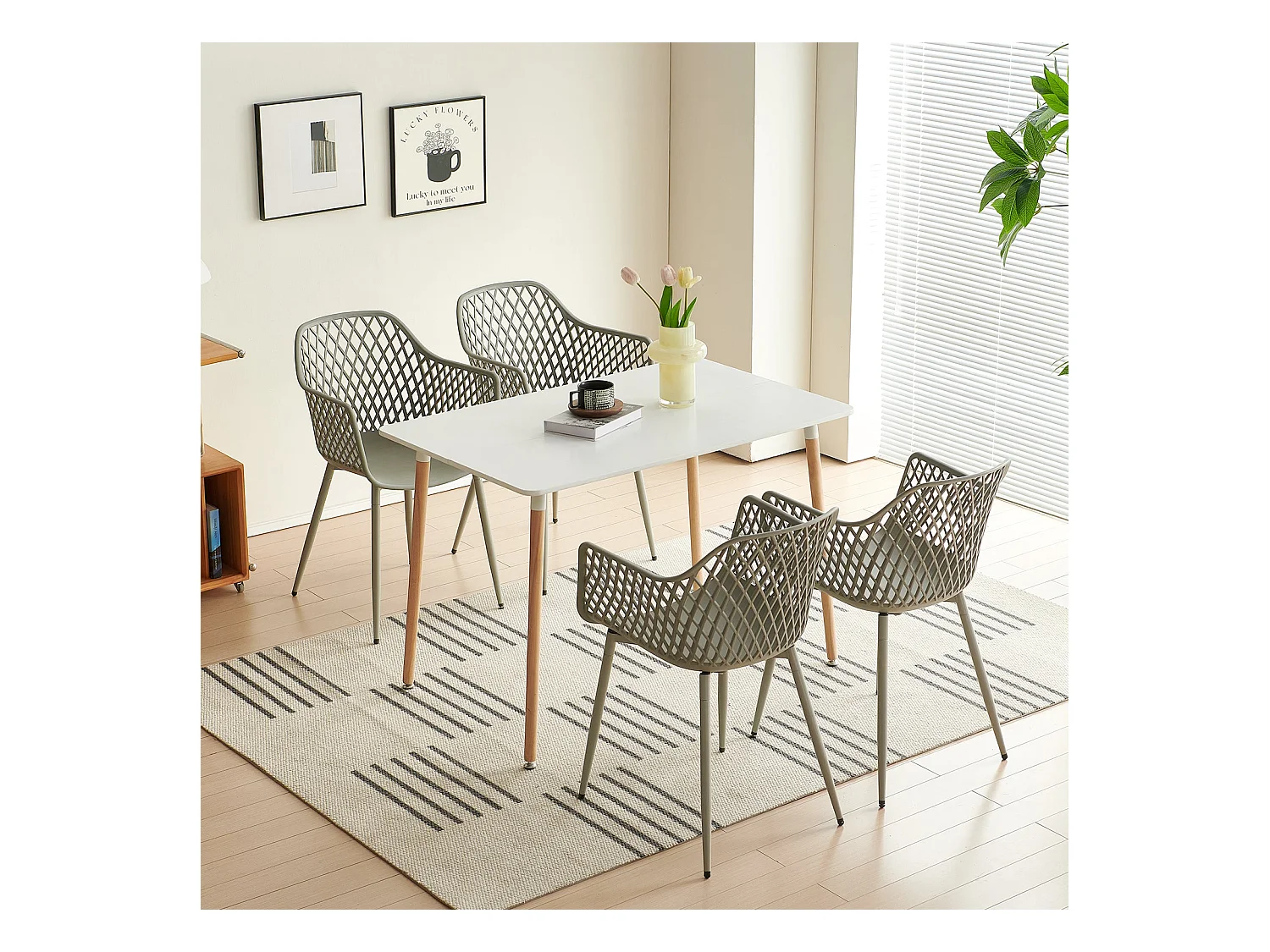 Lot de 4 chaises de jardin avec accoudoirs, fauteuil lounge - Chaises de jardin - Charge maximale : 120 kg - Gris