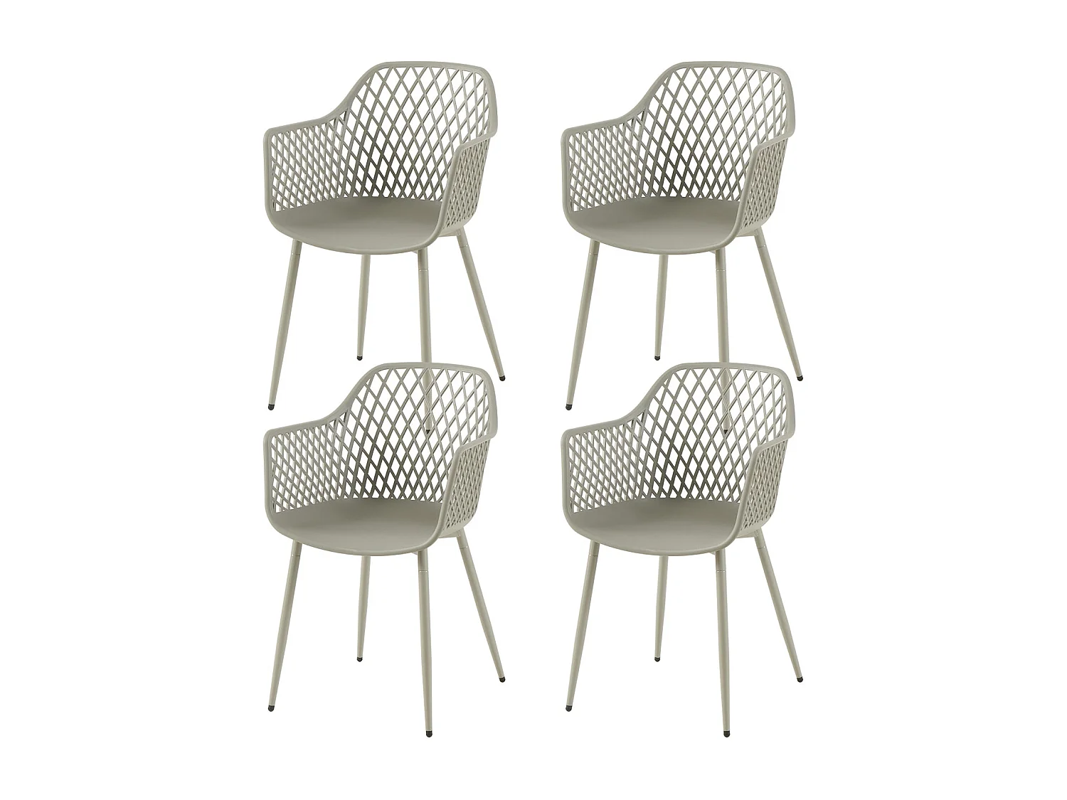 Lot de 4 chaises de jardin avec accoudoirs, fauteuil lounge - Chaises de jardin - Charge maximale : 120 kg - Gris