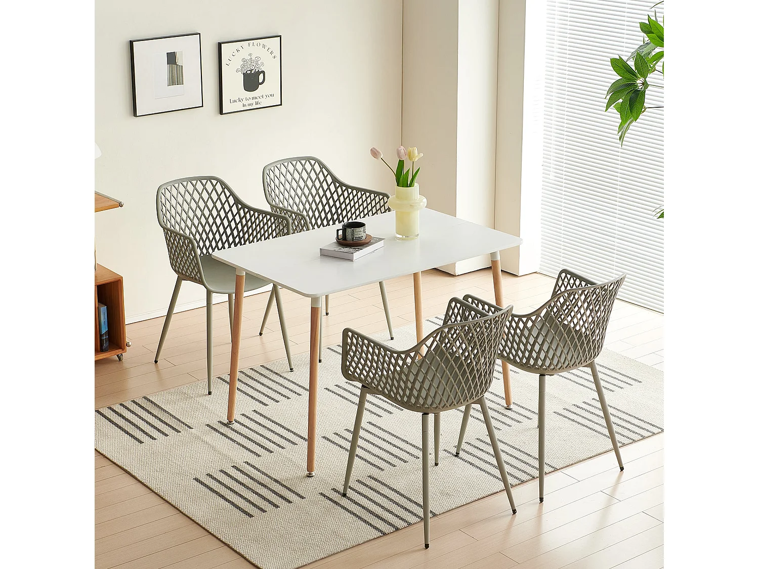 Lot de 4 chaises de jardin avec accoudoirs, fauteuil lounge - Chaises de jardin - Charge maximale : 120 kg - Gris