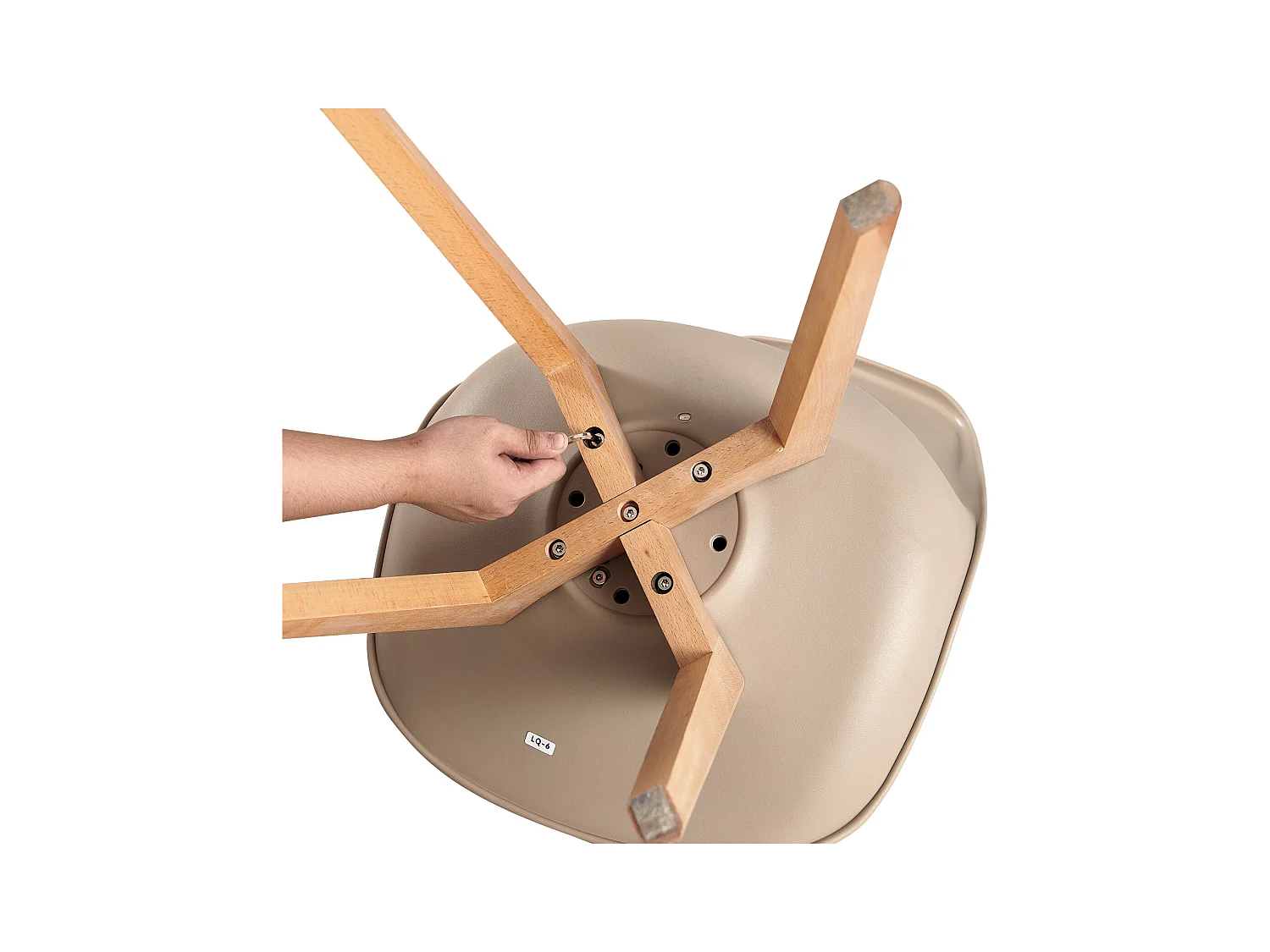 Lot de 4 Chaises de Cuisine Rétro Rembourrée Chaise de Salle de Bureau, Pieds en Bois de Hêtre Massif--Kaki clair