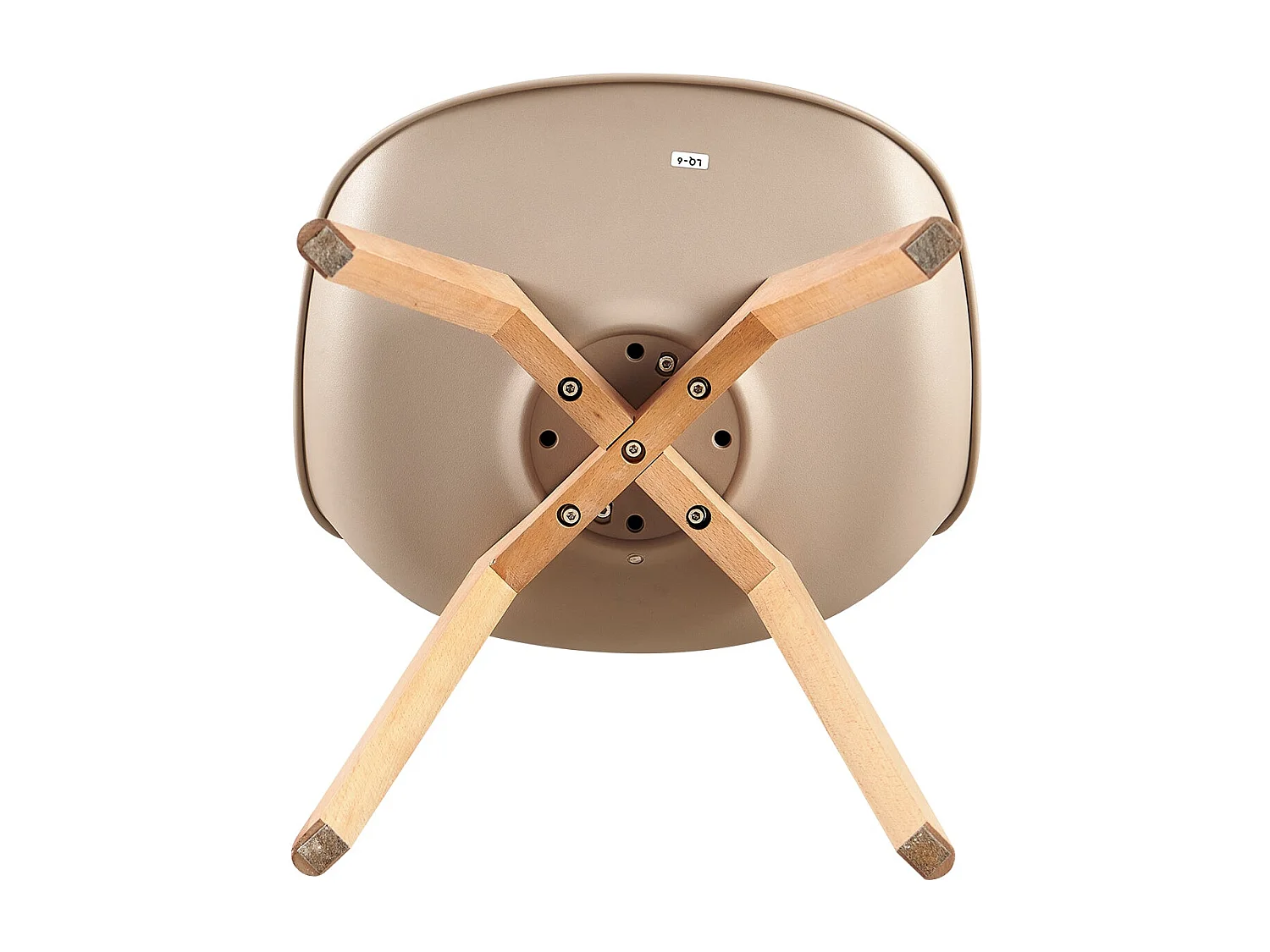 Set van 4 Retro Keukenstoelen Gestoffeerd in Lichtbeige Stof - Poten van Massief Beukenhout