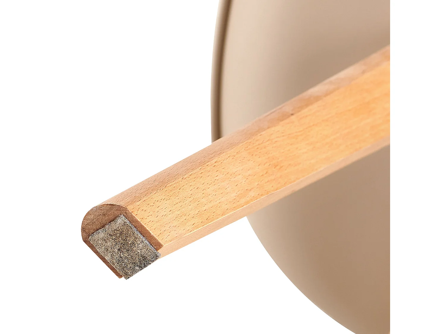 Set van 4 Retro Keukenstoelen Gestoffeerd in Lichtbeige Stof - Poten van Massief Beukenhout