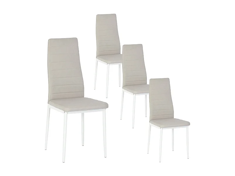 Lot de 4 Chaises Design Beige Tissu Scandinave Chaise de Salle à manger