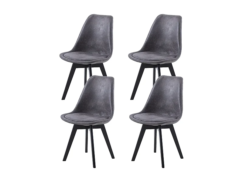 Lot de 4 chaises Scandinaves pour Salle à Manger - Gris