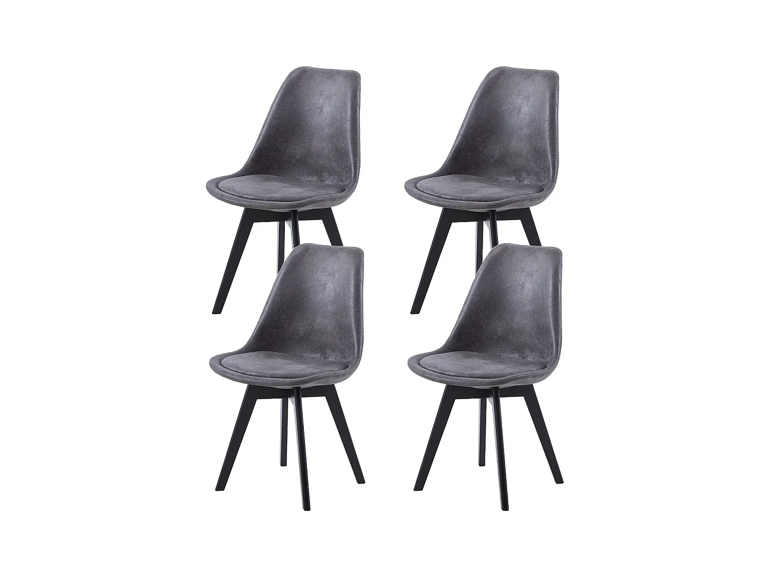 Set van 4 Scandinavische stoelen voor Eetkamer - Grijs met Suède Kussens