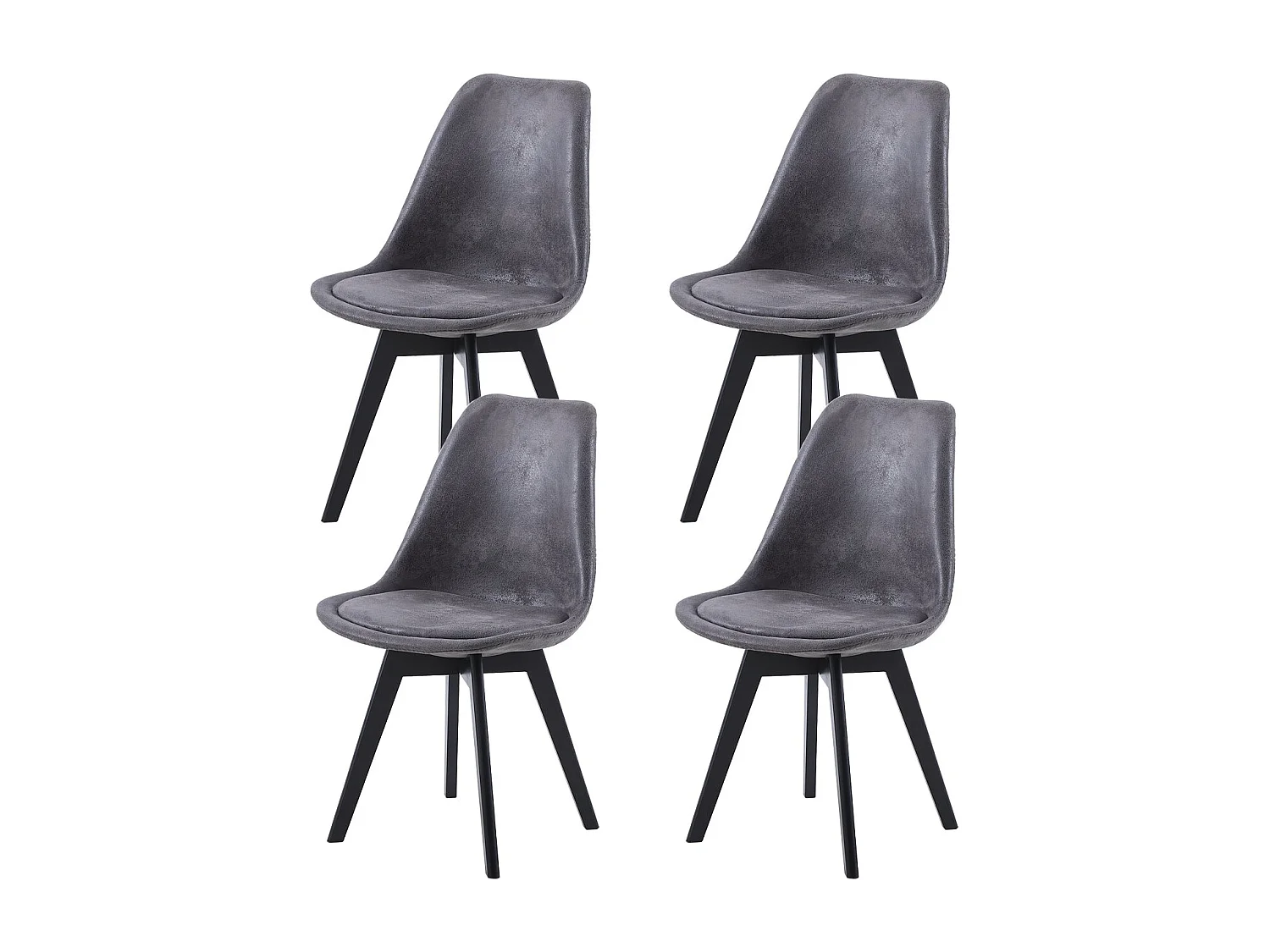 Lot de 4 chaises Scandinaves pour Salle à Manger - Gris