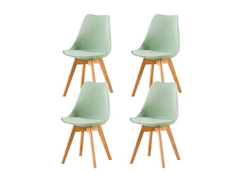 Lot de 4 Chaises Design Plastique Scandinave Chaise de Salle à manger - Vert Clair