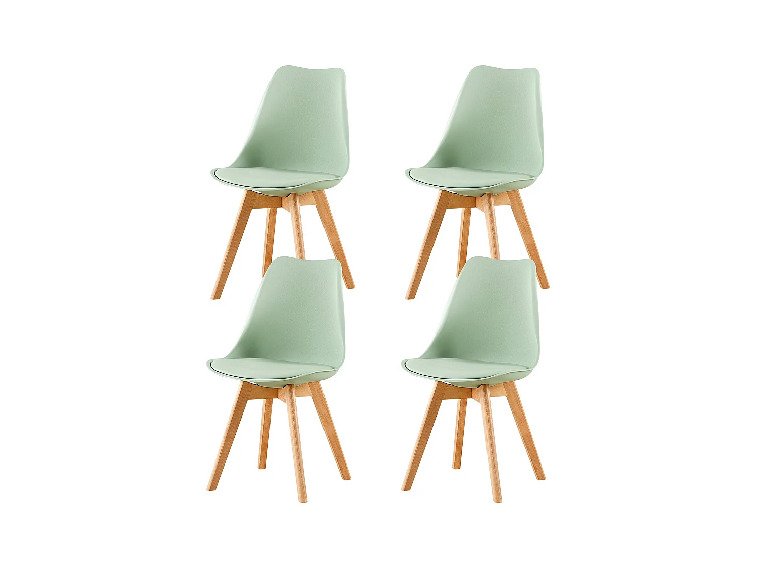 Lot de 4 Chaises Design Plastique Scandinave Chaise de Salle à manger - Vert Clair